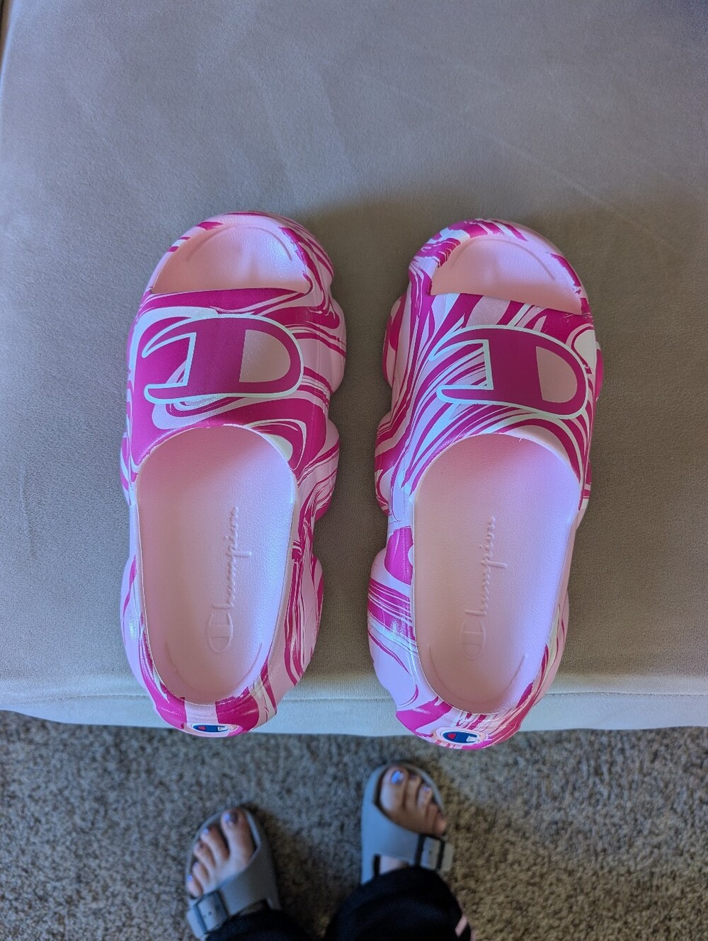 Champion Pink Swirl Slide Sandals